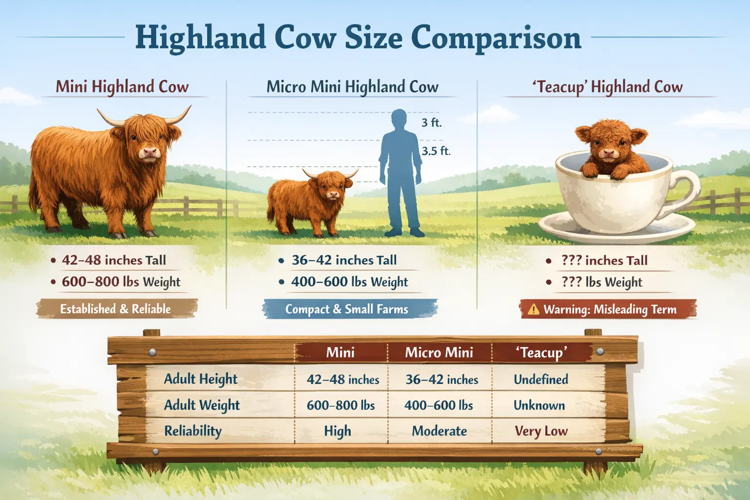 Highland size comparison guide